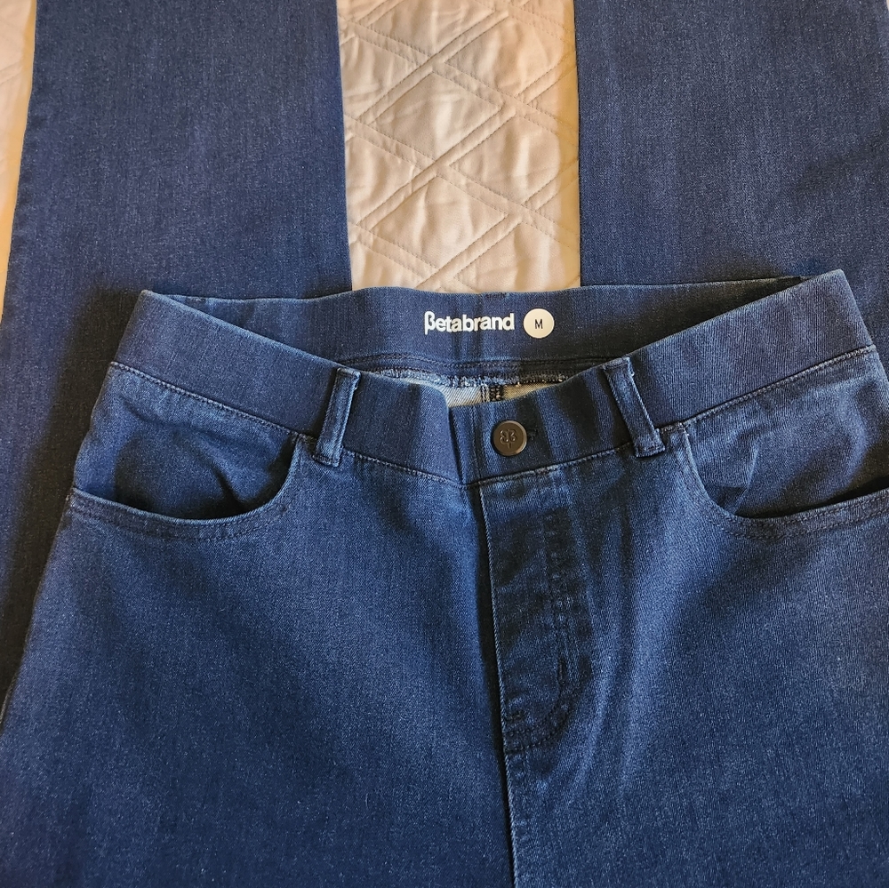 Betabrand Yoga Denim Size Medium Straight-Leg 4-Pocket Dark Indigo